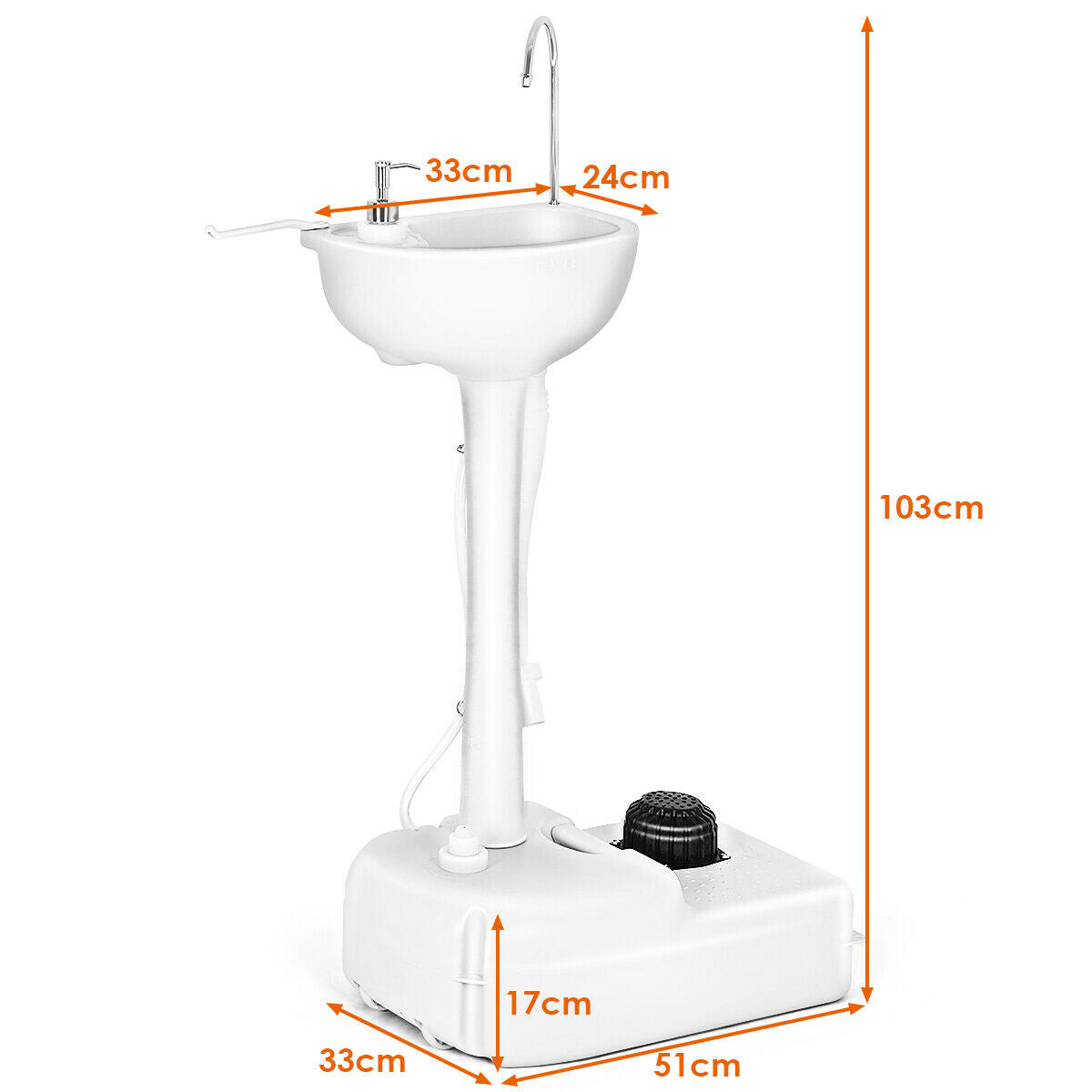 Portable Camping Sink with towel Holder and  Rolling Wheels