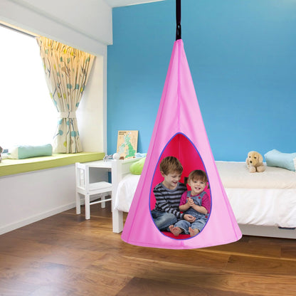 100 cm Adjustable Kids Tree Swing Tent with 2 Peep Windows-Pink