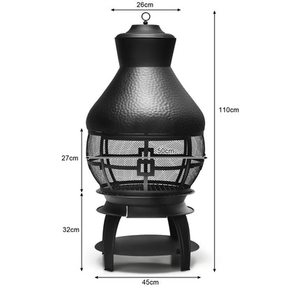 Patio Fire Pit with Coal Burning Heater and 2-piece Log Grate