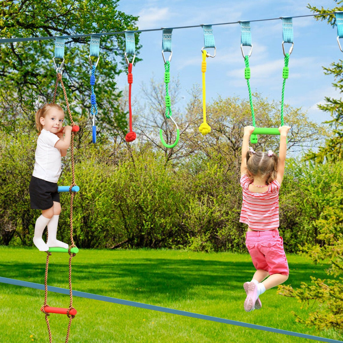 Ninja Slackline Set for Kids with Swing and Arm Trainer