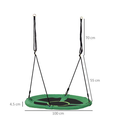 HOMCOM 40 Inch / 100 cm Tree Swing Round Kids Nest Swing Seat Adjustable Rope for Outdoor Backyard Garden Play Activity Green