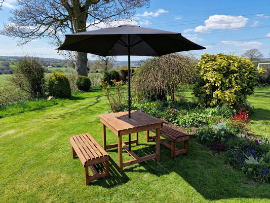 Contemporary Table And Bench Set - Sits 4