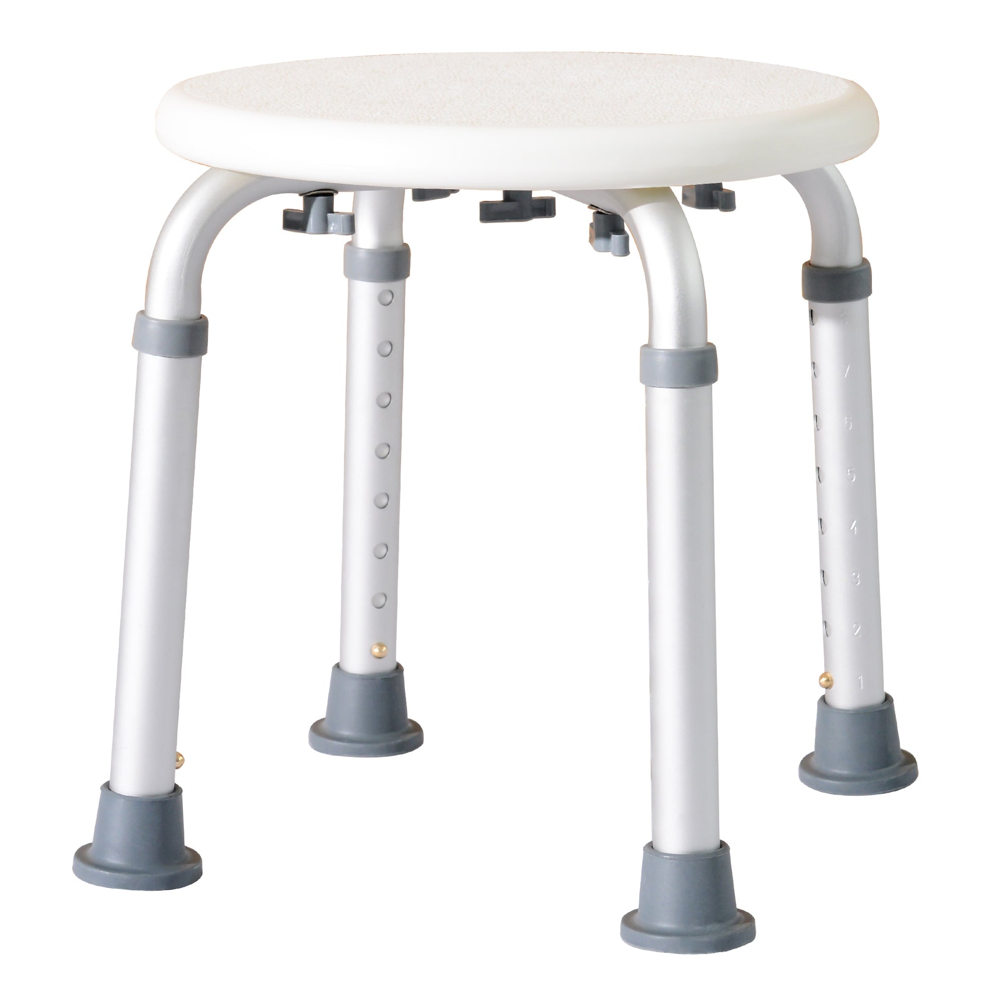 HOMCOM Adjustable Non-Slip Shower and Bath Stool,  32.5Wx41Dx35.5-54H cm-Cream White