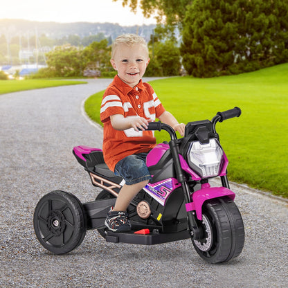 6V Kids Ride-on Motorcycle with 2-wheel/3-wheel Conversion &amp; Detachable Training Wheels-Pink