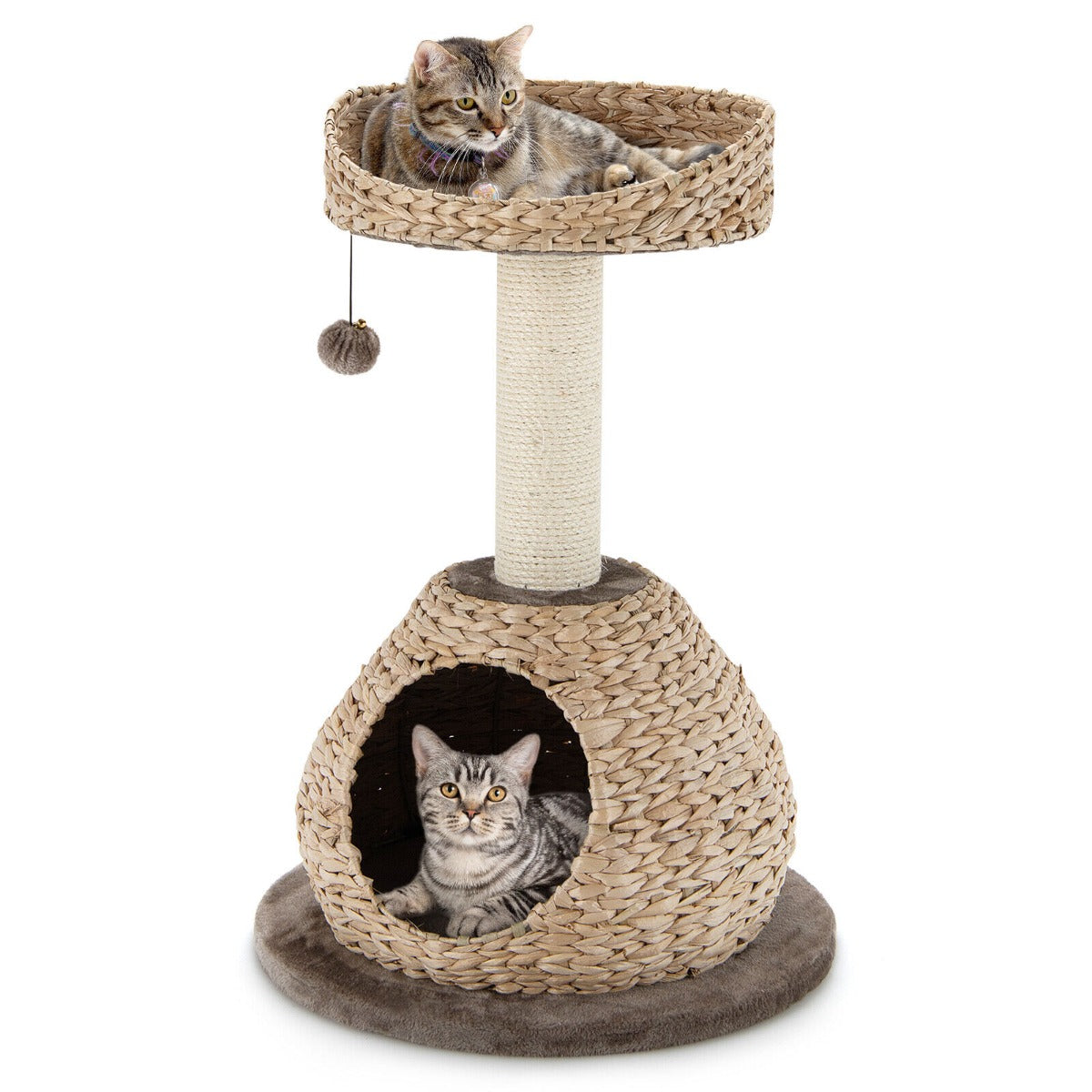 Indoor Cat Tree with Sisal Scratching Post and Hanging Toy Ball-48 x 48 x 71 cm