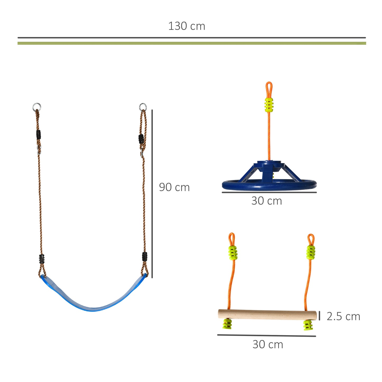 Outsunny Kids Ninja Warrior Obstacle Course, 42.6 FT Children Slackline Training Equipment w/ Monkey Bars, Rope Ladder, Swing, Gym Rings, Carry Bag