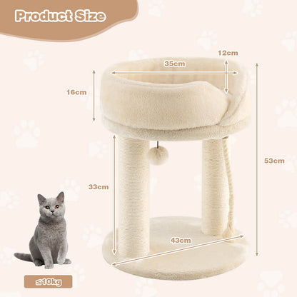 Cat Tree with Fur Ball and Sisal Rope-Beige