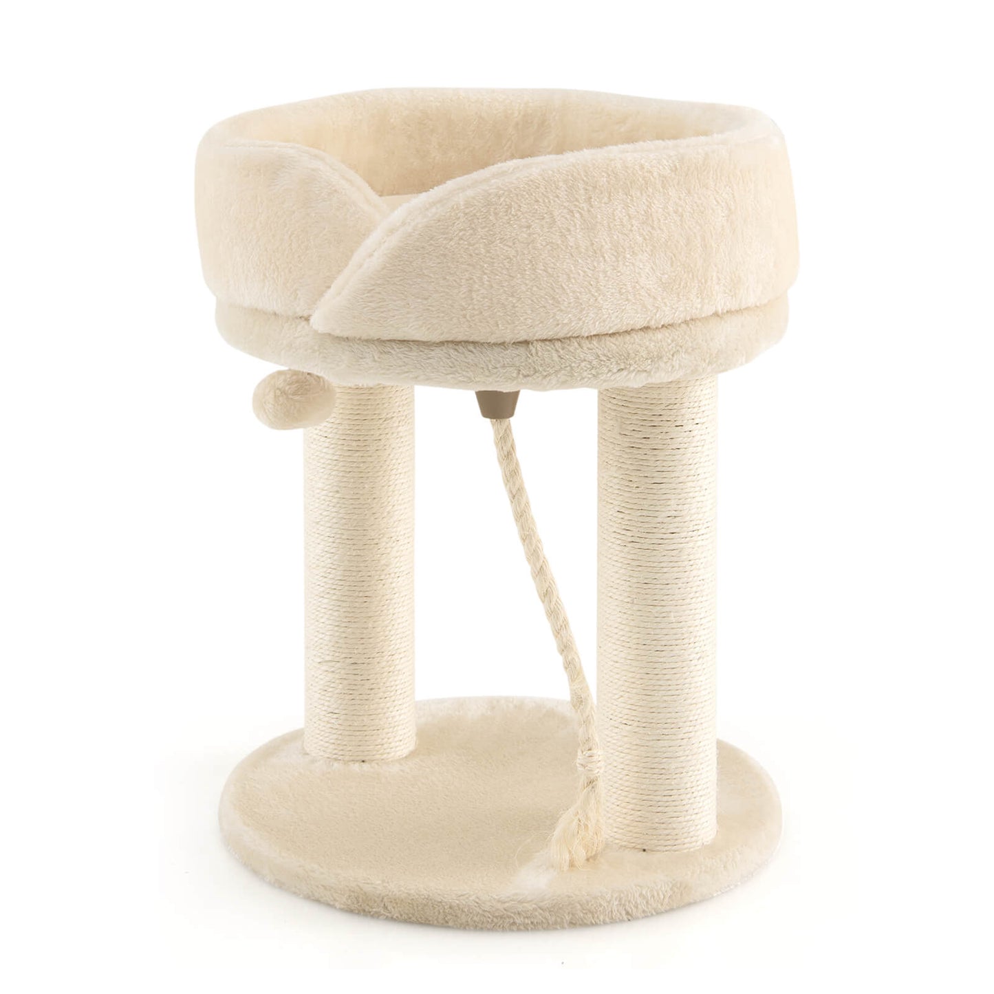 Cat Tree with Fur Ball and Sisal Rope-Beige