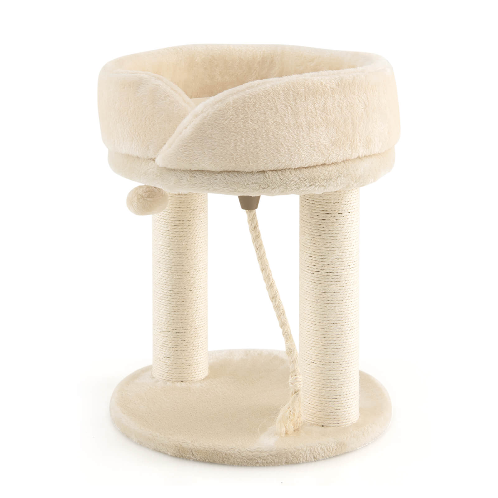 Cat Tree with Fur Ball and Sisal Rope-Beige