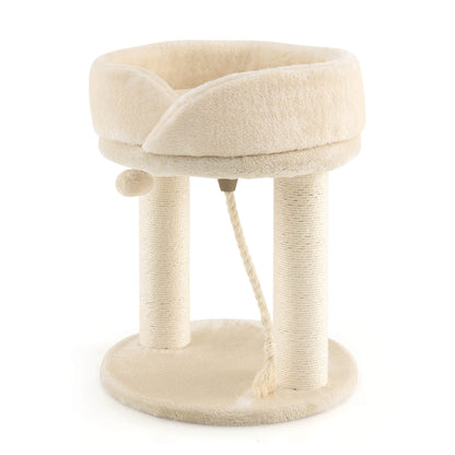 Cat Tree with Fur Ball and Sisal Rope-Beige