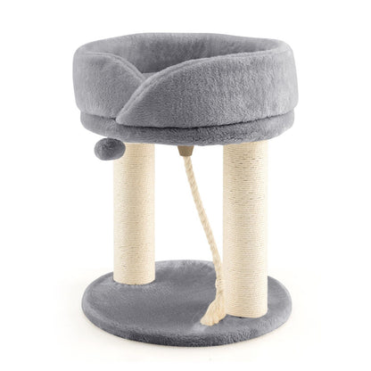 Cat Tree with Fur Ball and Sisal Rope-Grey