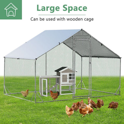 Large Spire-Shaped Chicken Run Coop with Waterproof and Sun-Protective Cover