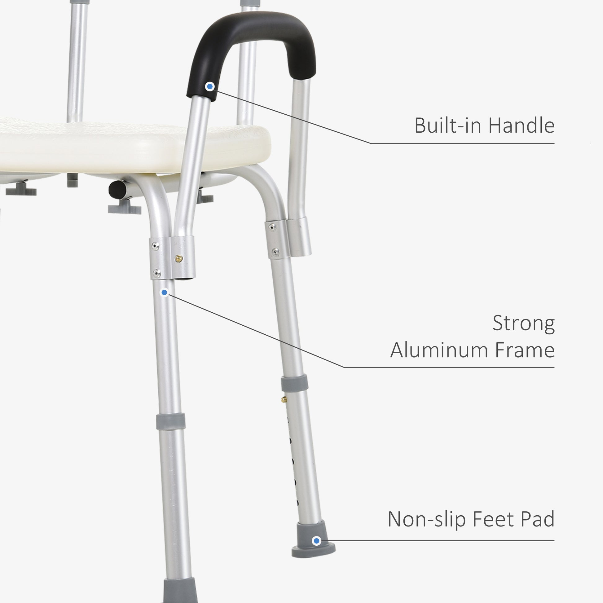 HOMCOM Adjustable Shower Bench with Back and Armrest