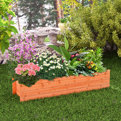 Fir Wood Planter Box with 2 Drainage Holes and 3 Added Bottom Crossbars-Orange