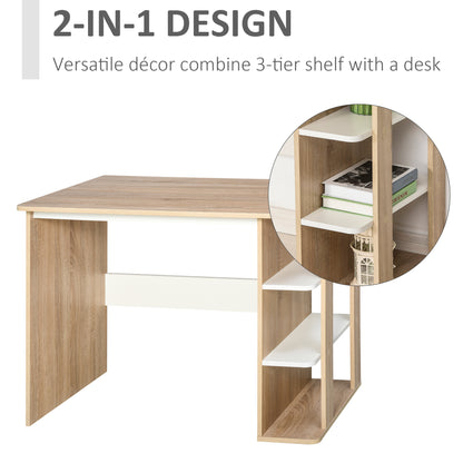 HOMCOM Computer Desk & 3-Tier Side Shelves Wide Table Top Home furniture OAK