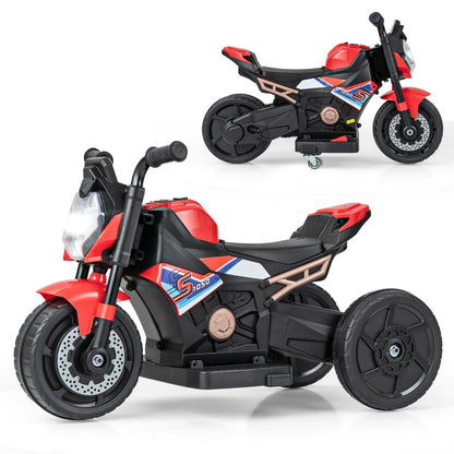 6V Kids Ride-on Motorcycle with 2-wheel/3-wheel Conversion &amp; Detachable Training Wheels-Red