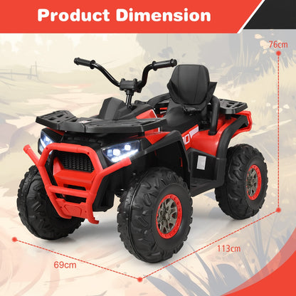 12V Kids Electric 4-Wheeler ATV Quad Ride On Car Toy with LED Lights and Music-Red