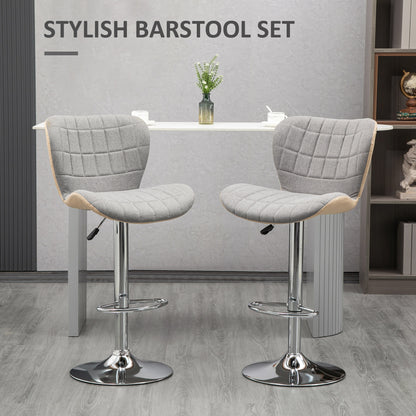 HOMCOM Bar Stools Set of 2, Swivel Adjustable Barstools with Backrest and Footrest, Steel Frame Gas Lift, for Kitchen Counter Bar Dining Room