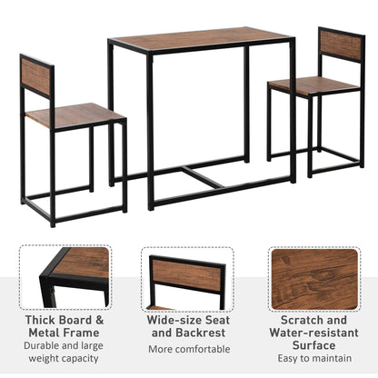 HOMCOM 3 Pcs Table Stool Set Industrial Design w/ Steel Frame MDF Panels Living Room Bar Modern Furniture