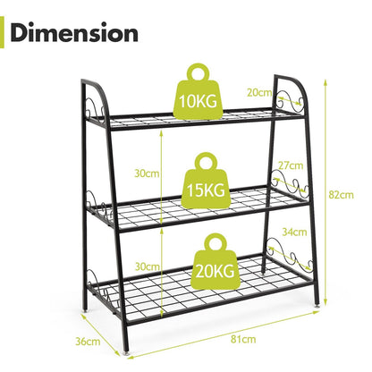 3-tier Metal Plant Stand Shelf Display Rack for Plants Shoes