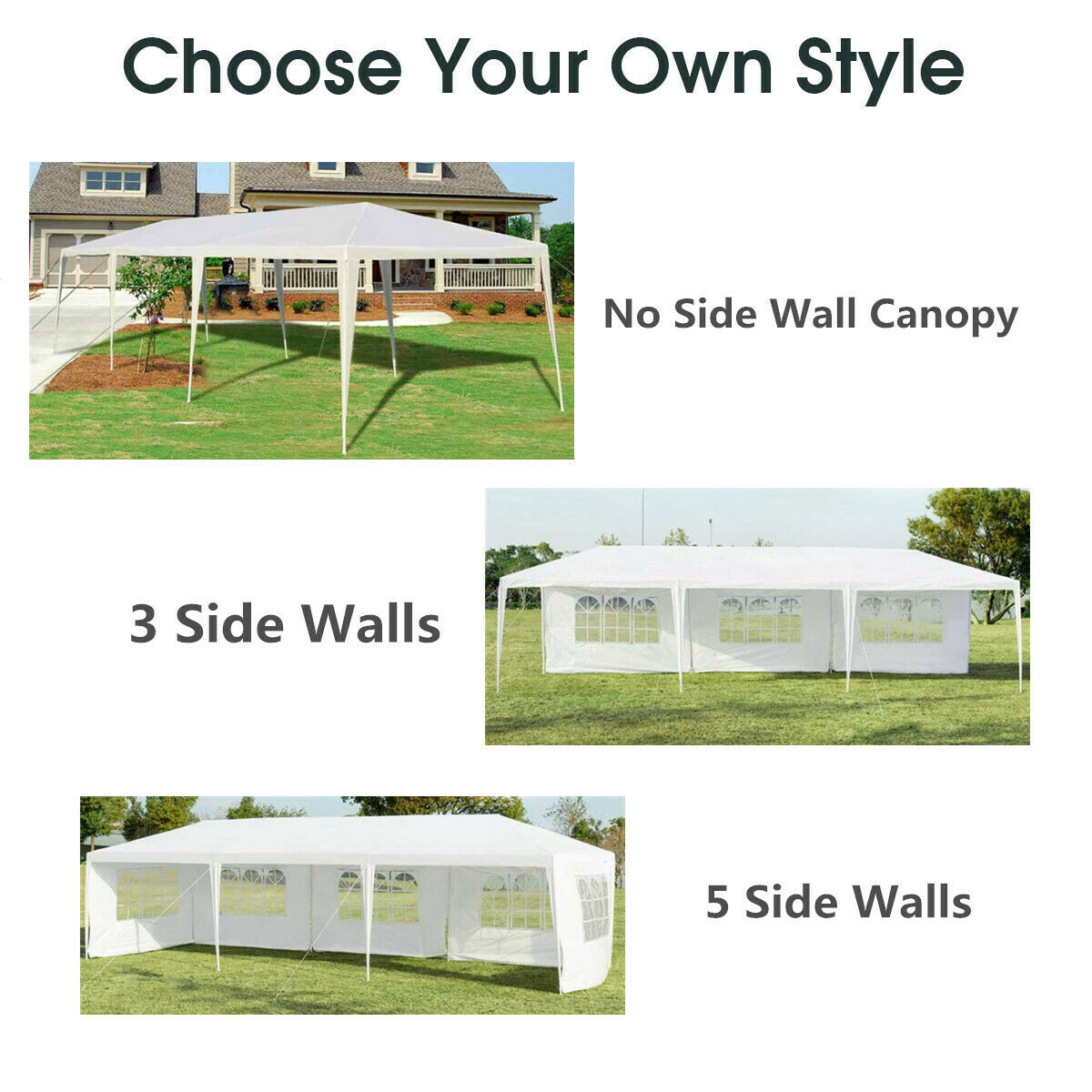 3 x 9M Gazebo Canopy Pop-up Waterproof Garden Wedding Party Tent-White