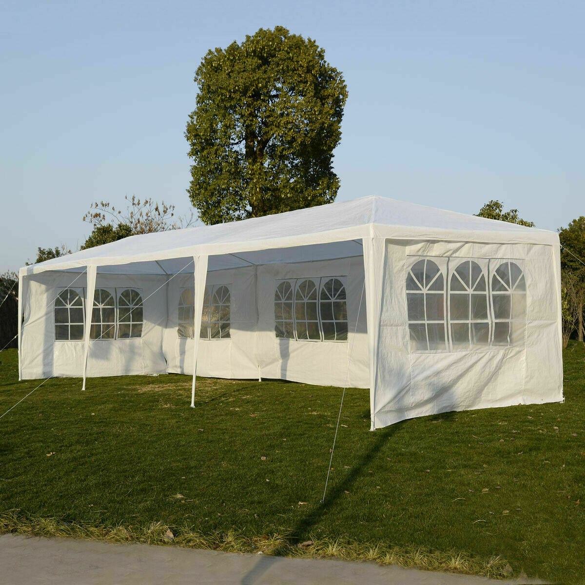 3 x 9M Gazebo Canopy Pop-up Waterproof Garden Wedding Party Tent-White