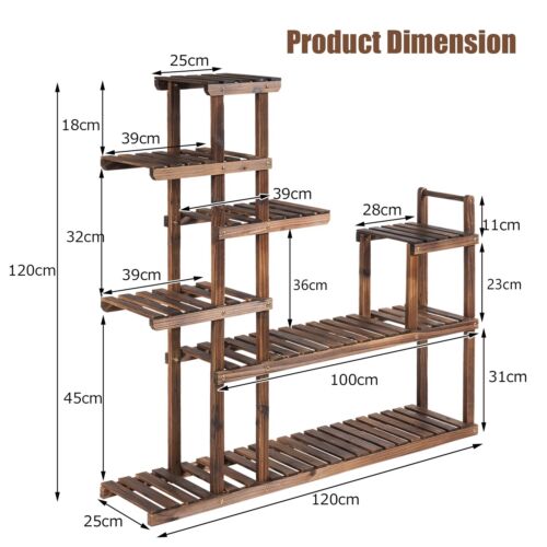 16 Potted Wooden Plant Stand for Indoor Outdoor Patio