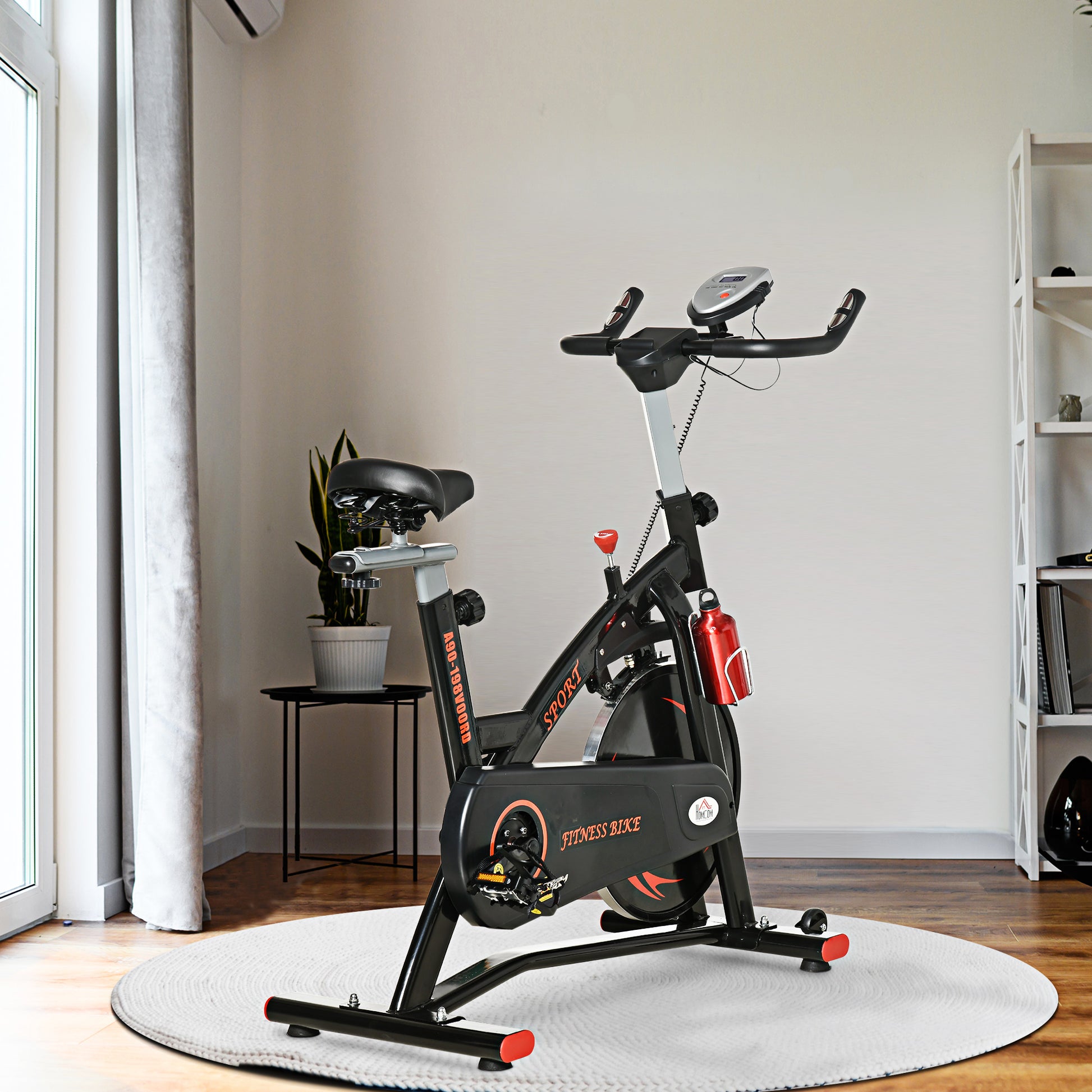 HOMCOM Stationary Exercise Bike, Aerobic Indoor Training,  Upright Cycling Cardio Workout, Home Fitness Racing Machine with 10KG Flywheel LCD Monitor