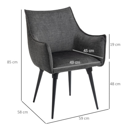 HOMCOM  Accent Chairs for Living Room, Bedroom Arm Chair with Steel Legs, Dark Grey