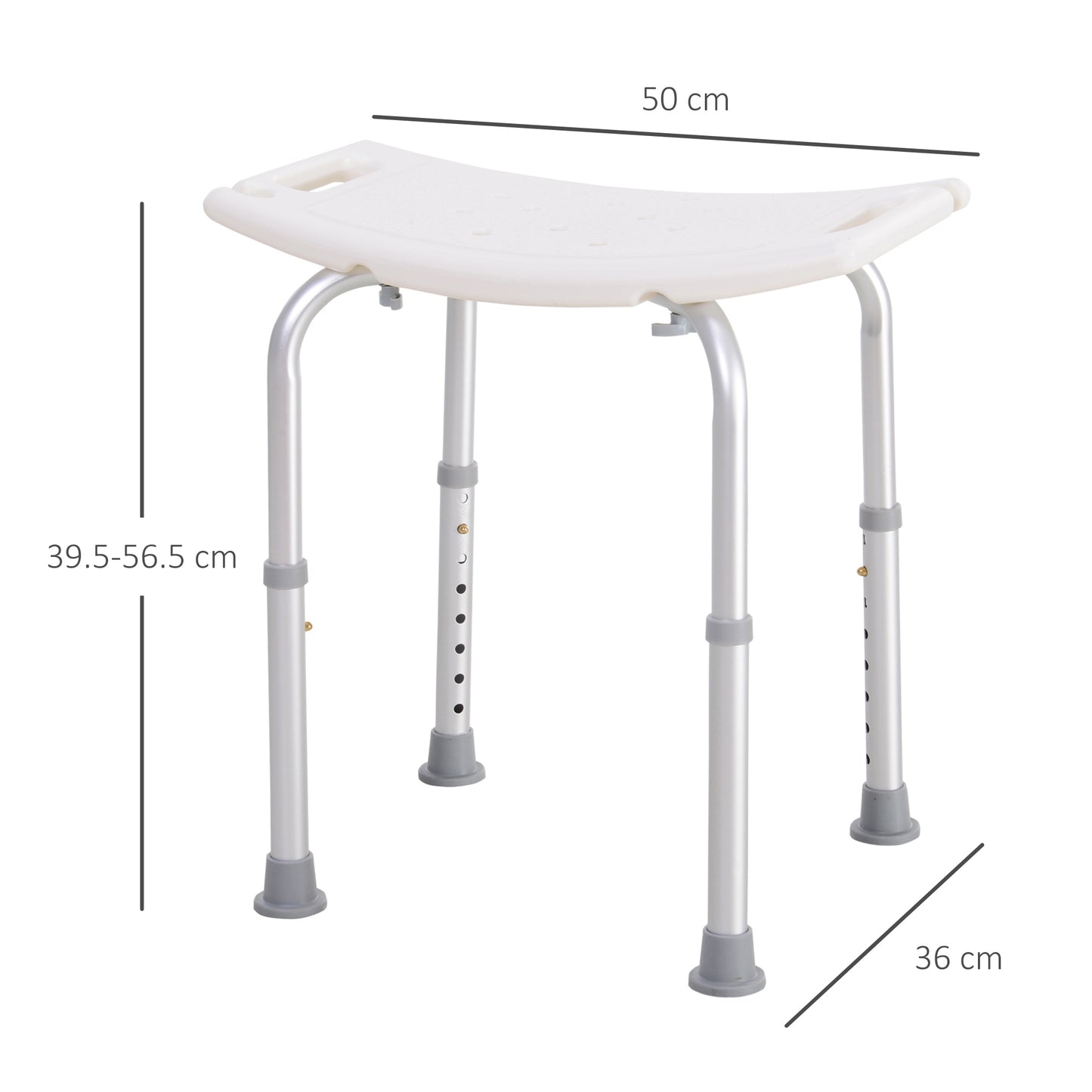 HOMCOM Rectangular Adjustable Height Mobility Medical Grade Stabilized Shower Seat Bath Stool