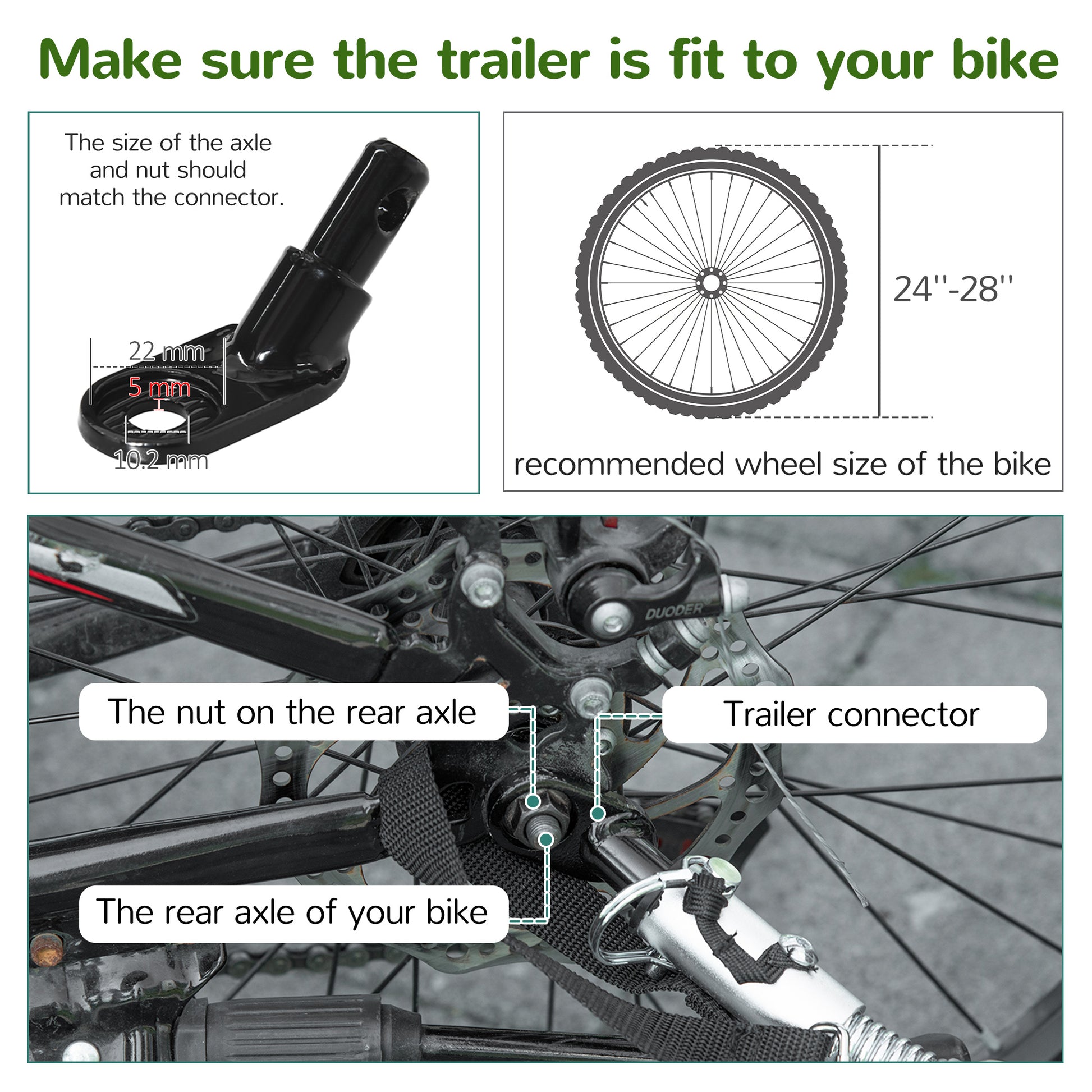 HOMCOM Child Bike Trailer 2 In 1 Baby Stroller 2-Seater Transport Carrier with Hitch Coupler, Brake, 5 Point Harness, Storage Bag, Reflector, Green