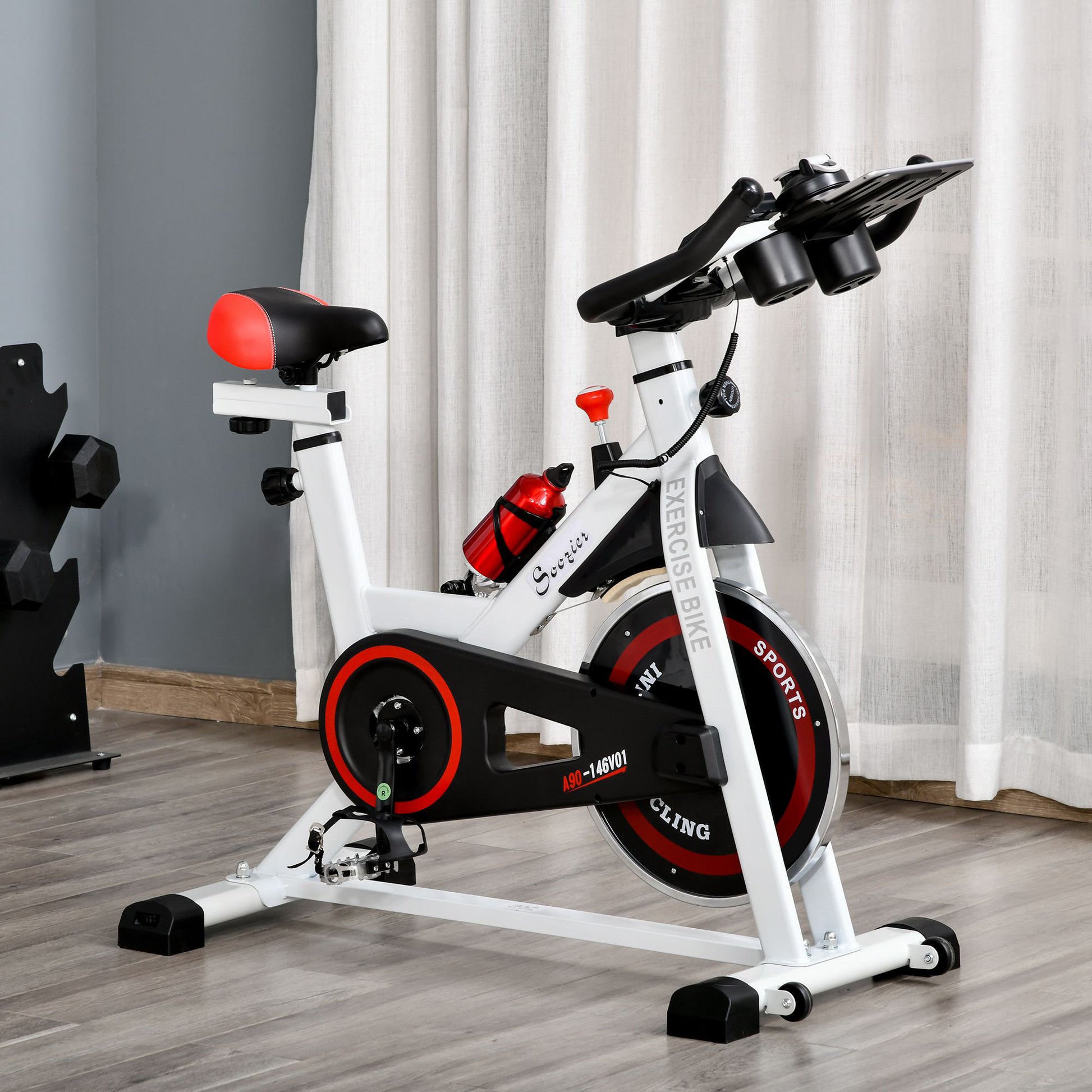 HOMCOM Upright Exercise Bike Indoor Training Cycling Machine Stationary Workout Bicycle with Adjustable Resistance Seat Handlebar LCD Display