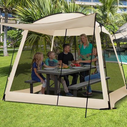 300 x 300 cm Screened Canopy Tent with Vestibule and Zippered Door-Beige