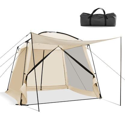 300 x 300 cm Screened Canopy Tent with Vestibule and Zippered Door-Beige