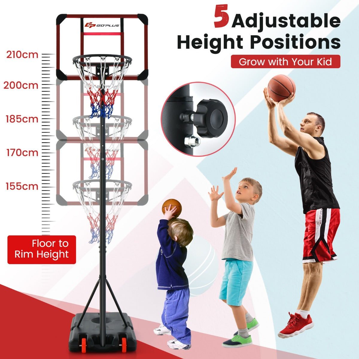 Basketball Hoop and Goal Set with Wheel for Basketball Gym