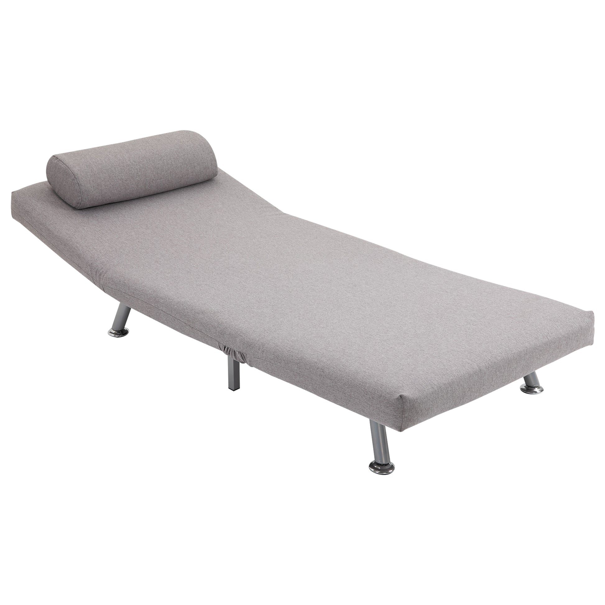 HOMCOM Single Sofa Bed Futon Chair Sleeper, Foldable Portable Lounge Couch, Living Room Furniture Grey