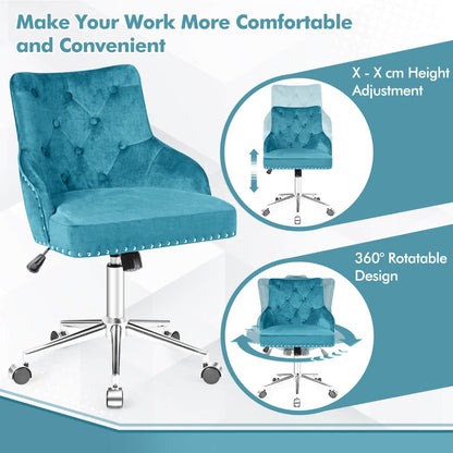 Adjustable 360° Swivel Accent Armchair-Turquoise