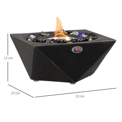 HOMCOM Portable Tabletop Fireplace, Concrete Bioethanol Fireplace with 0.4L Tank, Burns up with Liquid Alcohol and Solid Alcohol, Black