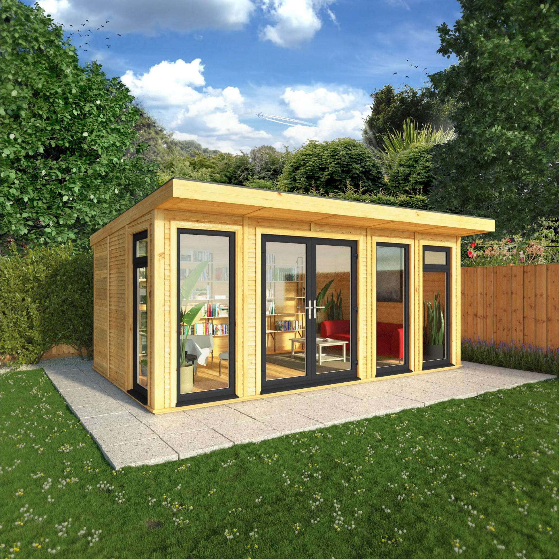 Sherwood Edwinstowe 5M X 3M Insulated Garden Room - (Upvc Windows & Doors) - Grey