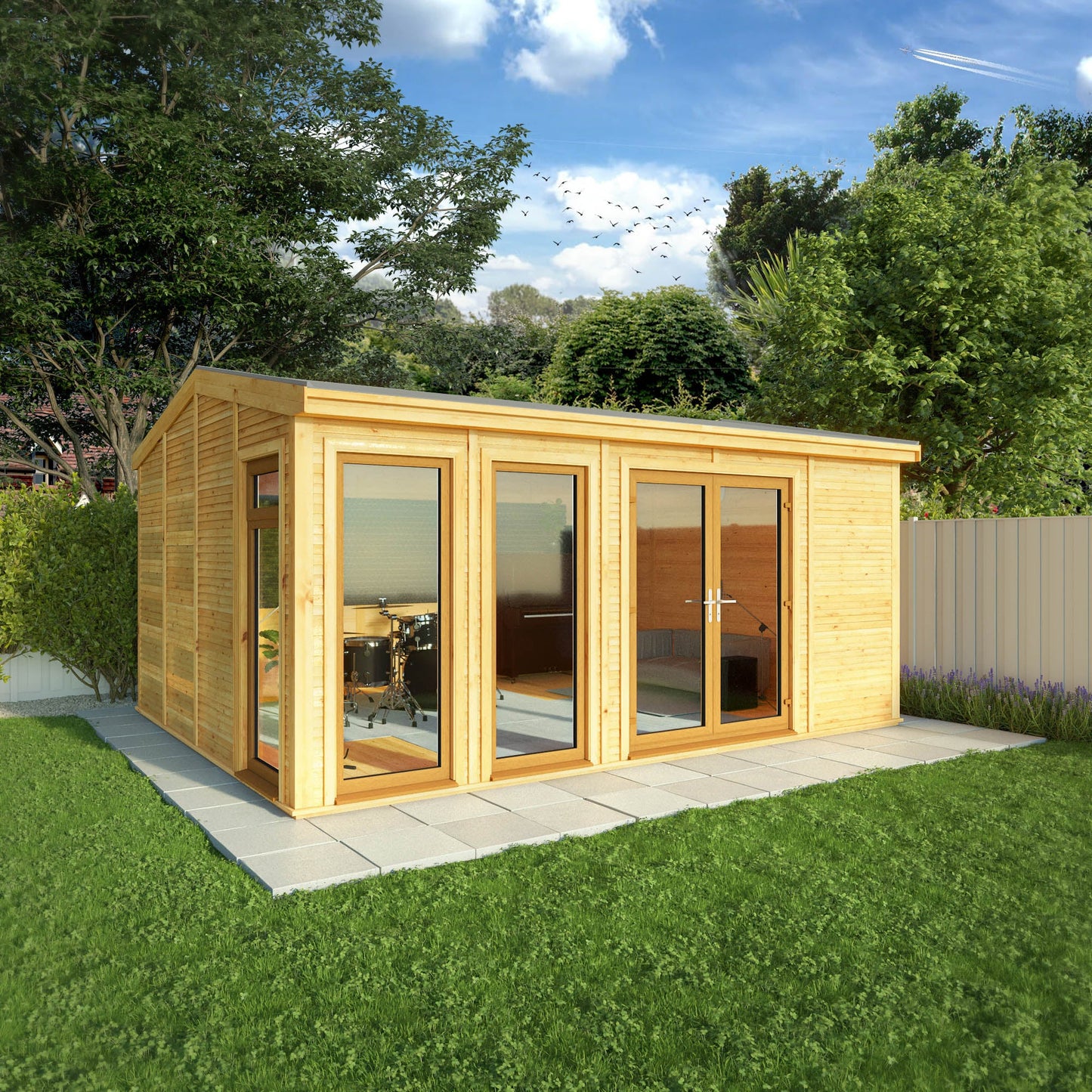 Sherwood Rufford 5M X 4M Insulated Garden Room - (Upvc Windows & Doors) - Oak