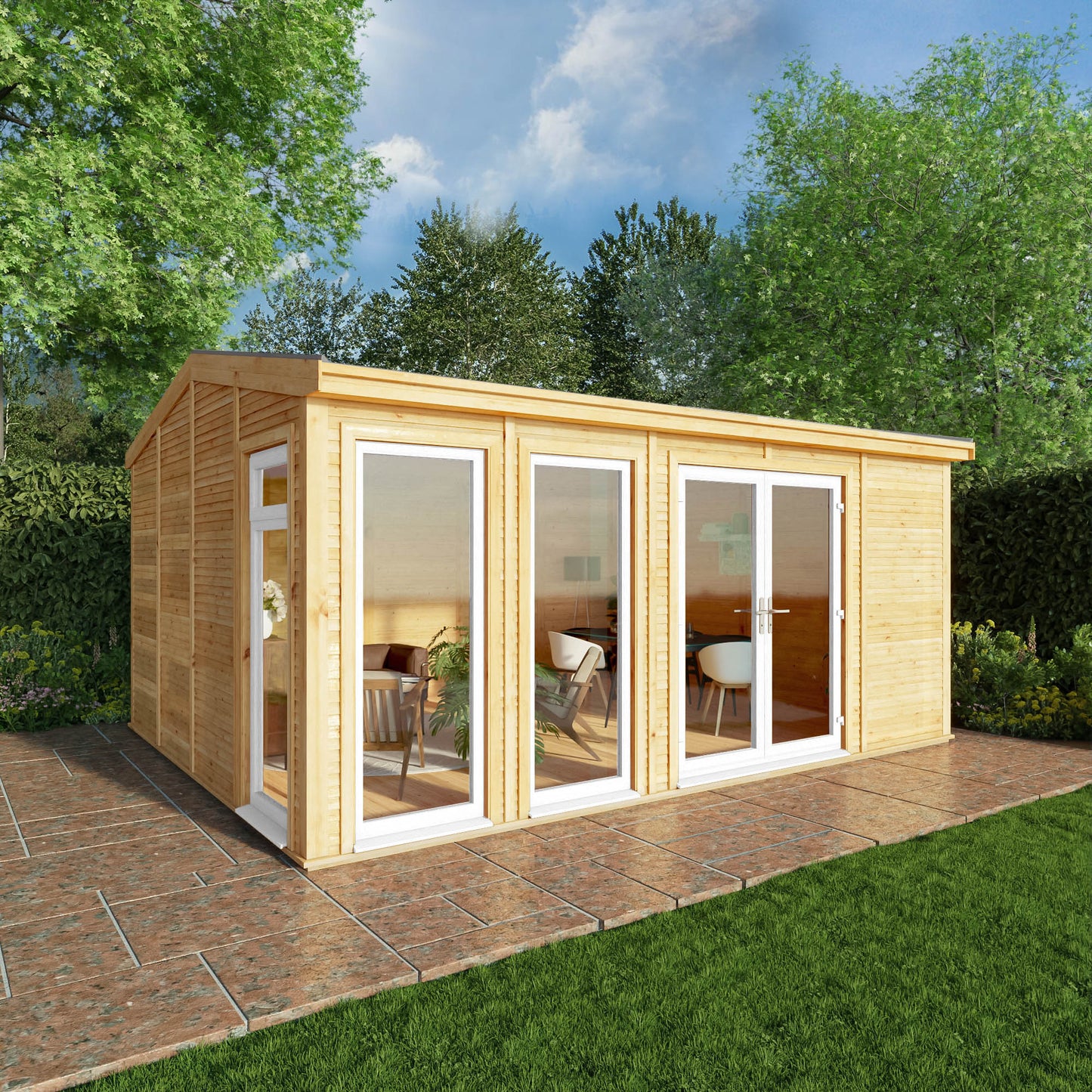 Sherwood Rufford 5M X 4M Insulated Garden Room - (Upvc Windows & Doors) - White