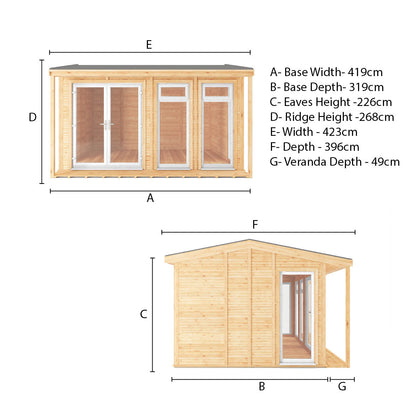 Sherwood Thoresby 4M X 3M Insulated Garden Room - (Upvc Windows & Doors) - White