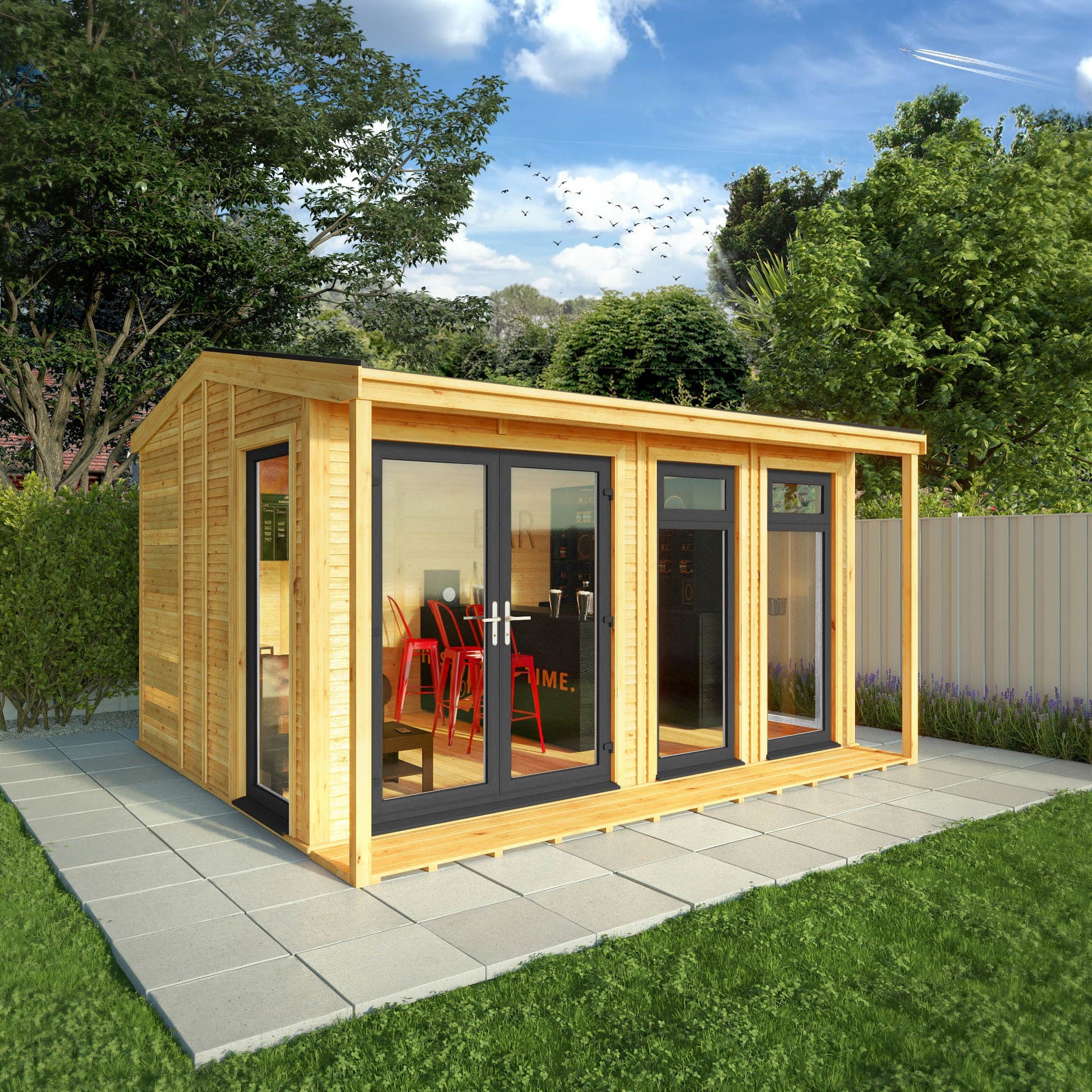 Sherwood Thoresby 4M X 3M Insulated Garden Room - (Upvc Windows & Doors) - Grey