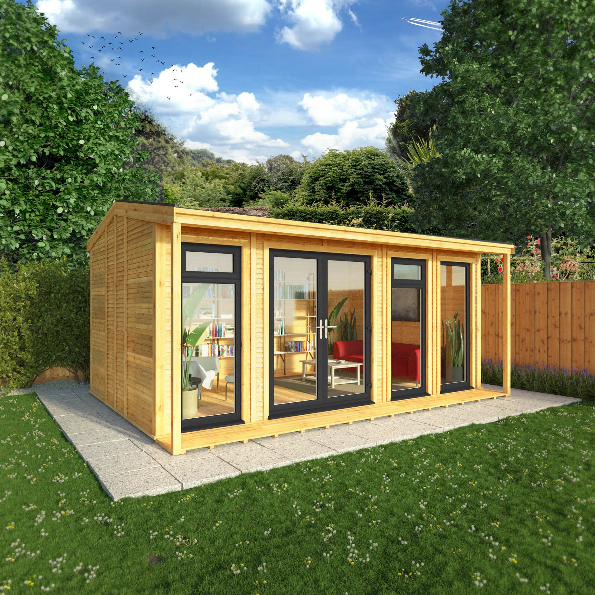 Sherwood Thoresby 5M X 3M Insulated Garden Room - (Upvc Windows & Doors) - Grey