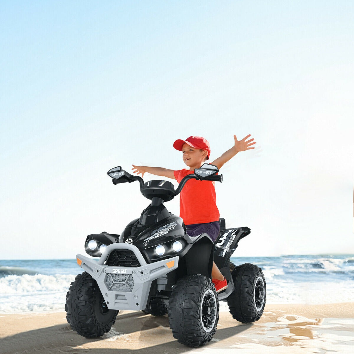 12V Kids Ride on ATV with LED Lights and Music-Black