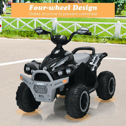 12V Kids Ride on ATV with LED Lights and Music-Black