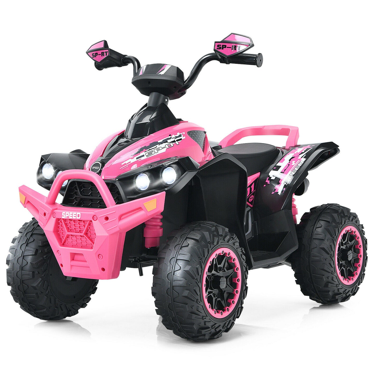 12V Kids Ride on ATV with LED Lights and Music-Pink