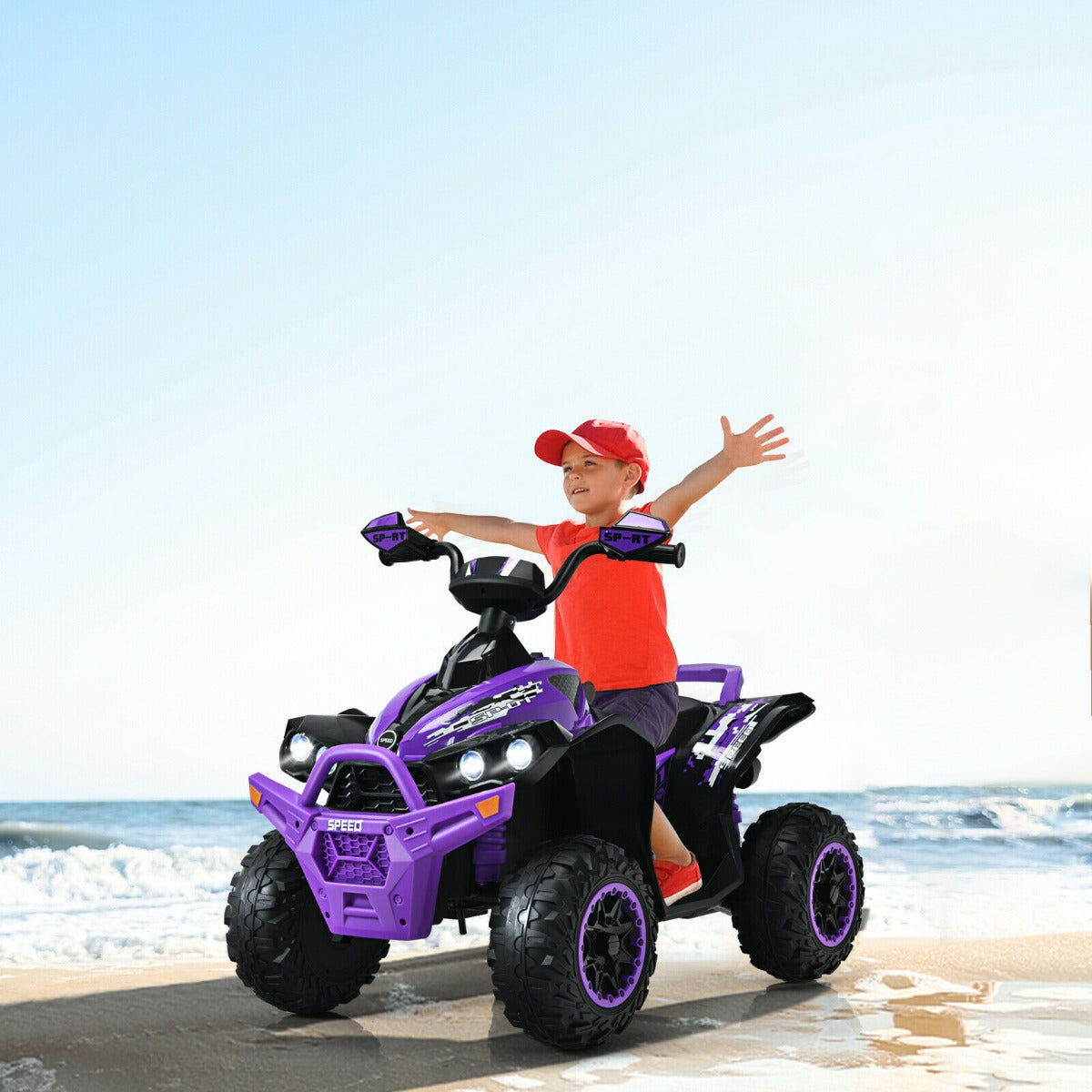 12V Kids Ride on ATV with LED Lights and Music-Purple