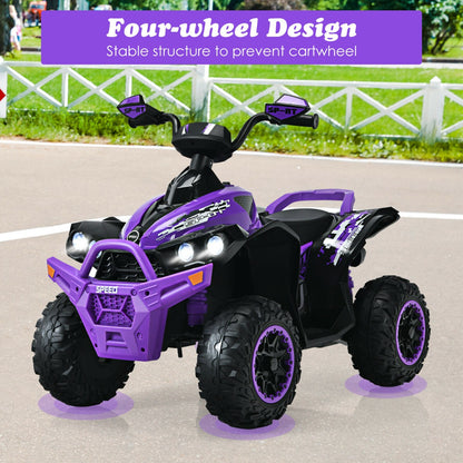 12V Kids Ride on ATV with LED Lights and Music-Purple