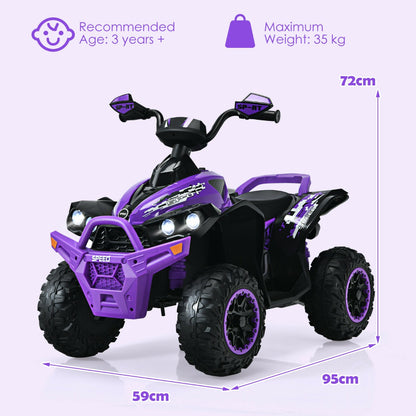 12V Kids Ride on ATV with LED Lights and Music-Purple